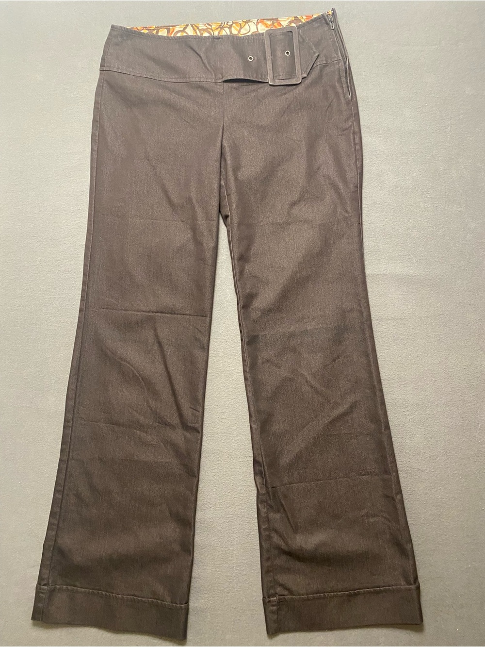 Studio Y Dark Brown Wide-Leg Dress Pants with Buckle Waist 3/4